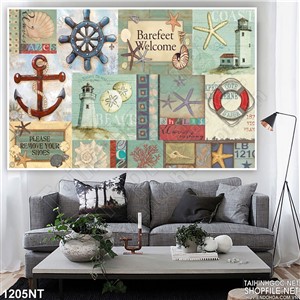 Tranh ghép về tàu và biển