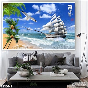 Tranh vẽ thuyền cập bến