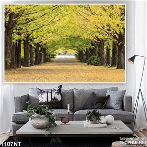 Tranh con đường mùa thu