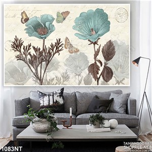 Tranh cánh bướm bên hoa