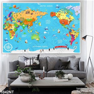 Tranh bản đồ thế giới in uv