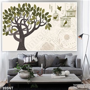 Tranh vườn xanh chim hót