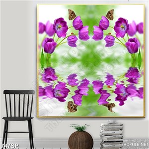 Tranh in uv hoa tulip tím