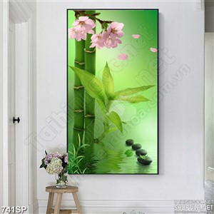 Tranh khổ dọc hoa lan và trúc