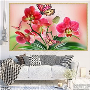 Tranh hoa lan đẹp và bướm in uv