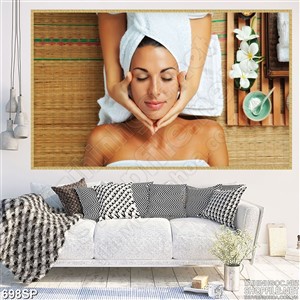 Tranh in wall cô gái thư giãn tại spa