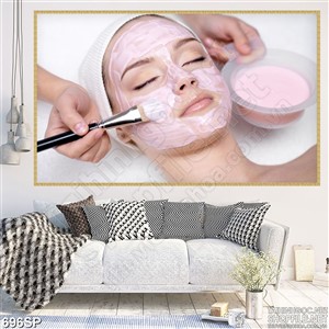 Tranh cô gái đắp mặt nạ in uv spa