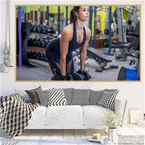 Tranh cô gái tập gym