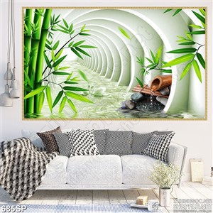 Tranh lá trúc và đường hầm xoáy tròn