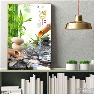 Tranh ống trúc spa và đá cuội