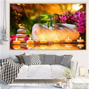 Tranh cảnh spa nến thơm trong đêm