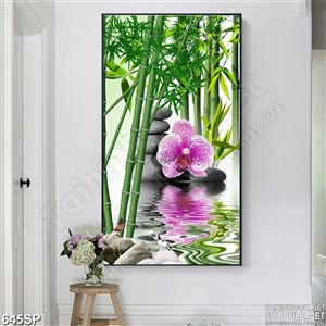 Tranh đẹp cành trúc và hoa in spa
