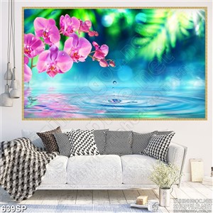 Tranh thiên nhiên hoa lan hồng đẹp