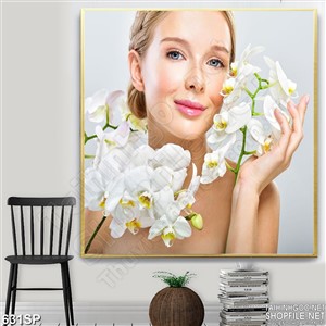 Tranh hoa lan và phụ nữ đẹp