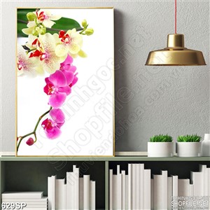 Tranh in canvas nhành hoa lan đẹp