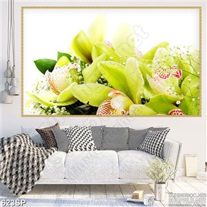 Tranh đẹp hoa lan xanh lá độc đáo