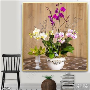 Tranh in uv chậu hoa lan đẹp