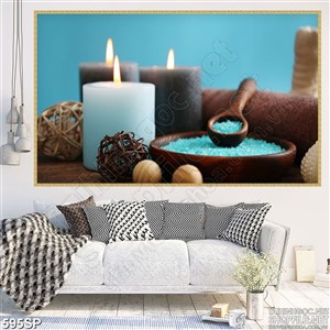 Tranh ánh nến thư giãn xanh