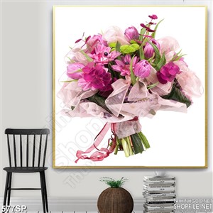 Tranh in uv đẹp bó hoa tím