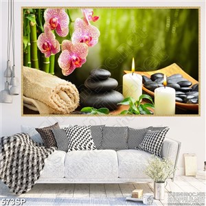 Tranh in uv hoa lan đẹp cho spa thư giãn