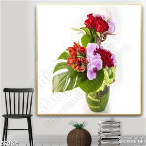 Tranh wall hoa hồng đỏ