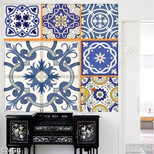 Tranh gạch in uv họa tiết hoa xanh chi tiết