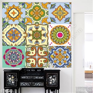 Tranh gạch ốp sàn in nghệ thuật họa tiết ô vuông