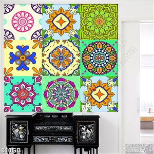 Tranh gạch họa tiết xanh lá cây trang trí tường