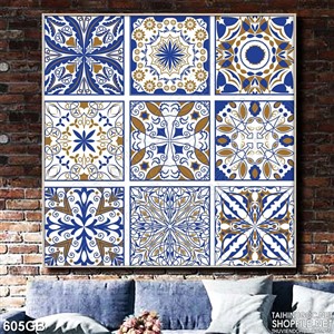 Tranh gạch ốp tường in uv họa tiết xanh chi tiết