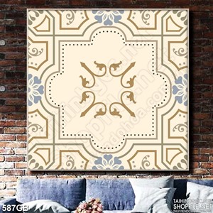 Tranh gạch bông ốp sàn in hoa văn hình vuông