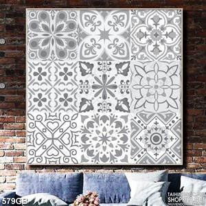 Tranh gạch ô vuông ghép màu xám in chất lượng