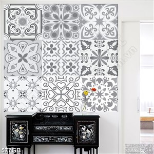 Tranh gạch ô vuông ghép màu xám in 3d