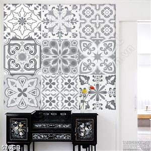 Tranh gạch in uv ô vuông ghép màu xám