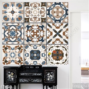 Tranh gạch ô vuông ghép màu họa tiết cổ điển