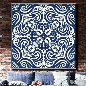 Tranh gạch in chất lượng họa tiết hoa xanh