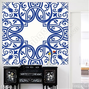 Tranh gạch ốp tường in uv họa tiết hoa xanh