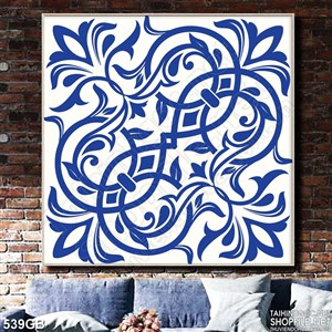 Tranh gạch in uv họa tiết bông hoa xanh