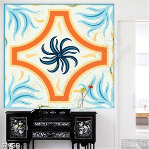 Tranh gạch in kính hoa văn đơn giản