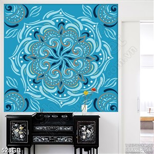 Tranh gạch trang trí in uv họa tiết màu xanh