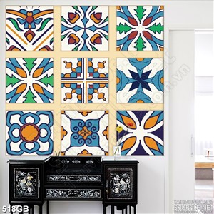 Tranh gạch ô vuông ghép hoa văn đơn giản