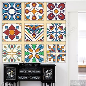 Tranh gạch bông ô vuông in 3d hoa văn đơn giản