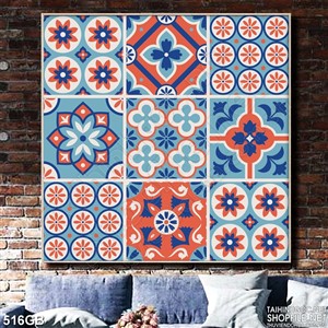 Tranh gạch bông ô vuông in uv họa tiết đơn giản