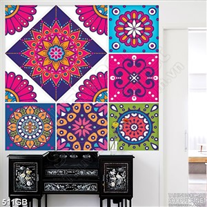 Tranh gạch ốp tường in màu hồng