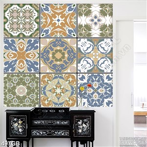 Tranh gạch in bếp họa tiết màu cổ điển