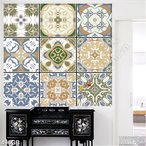 Tranh gạch in bếp họa tiết cổ điển