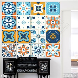 Tranh gạch ốp sàn in 3d hoa văn màu cổ điển