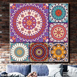 Tranh gạch bông in uv treo tường họa tiết đỏ