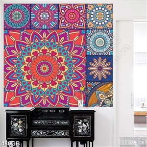 Tranh gạch ghép ô vuông in uv hoa đỏ