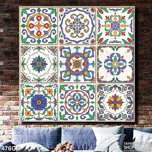 Tranh gạch bông in bếp họa tiết màu trang nhã