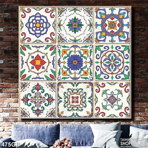 Tranh gạch ốp in kính họa tiết màu trang nhã